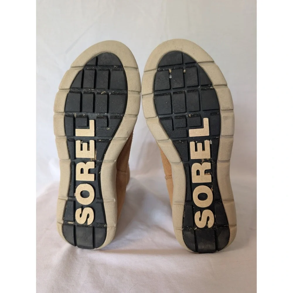 Sorel Explorer Zip Women's 6.5 Camel Brown Suede Moc Toe Winter Boots Boho Indie